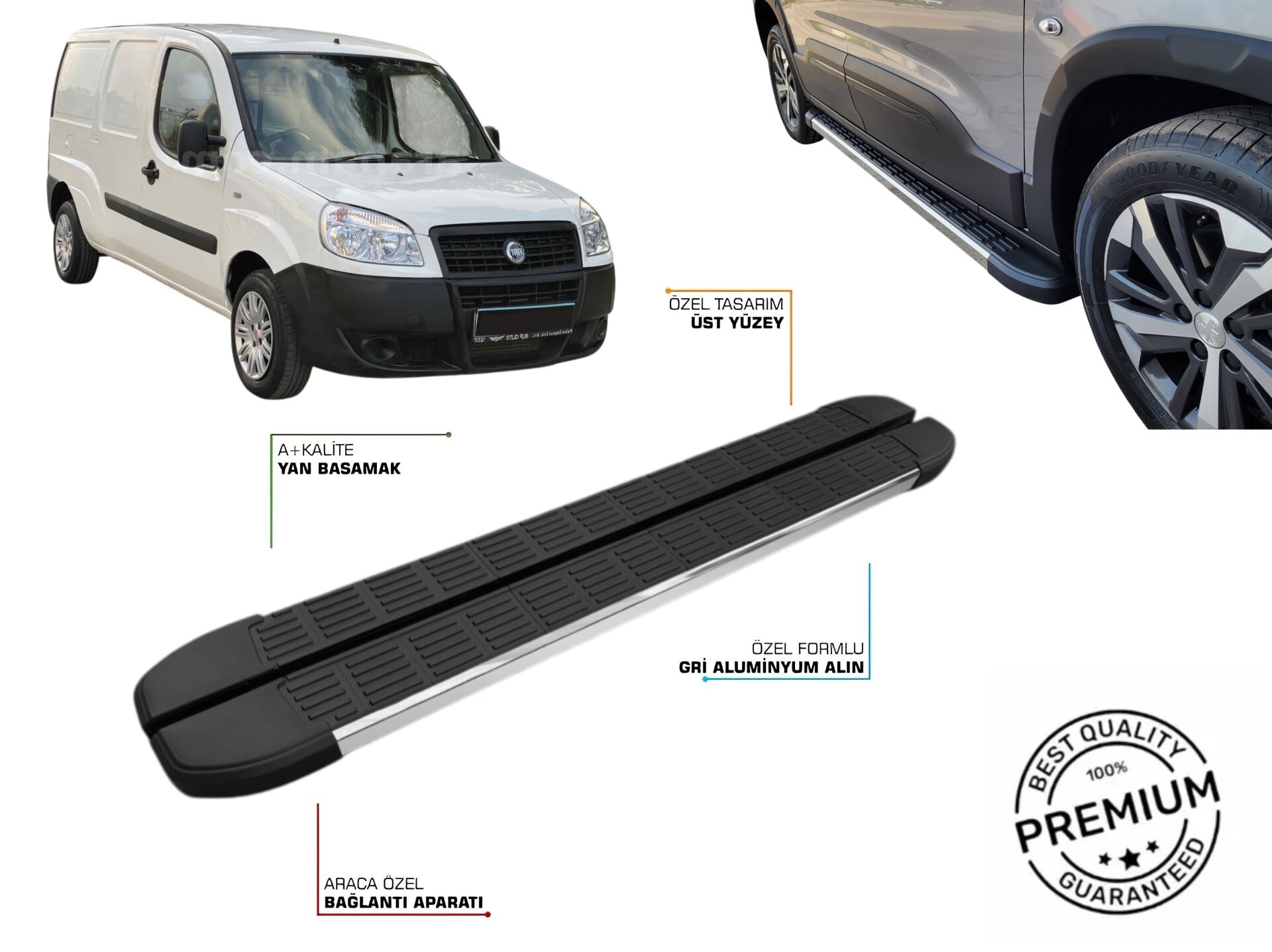 FIAT DOBLO UZUN ŞASE ARACA ÖZEL YAN BASAMAK 2001 2002 2003 2004 2005 2006 2007 2008 2009 2010
