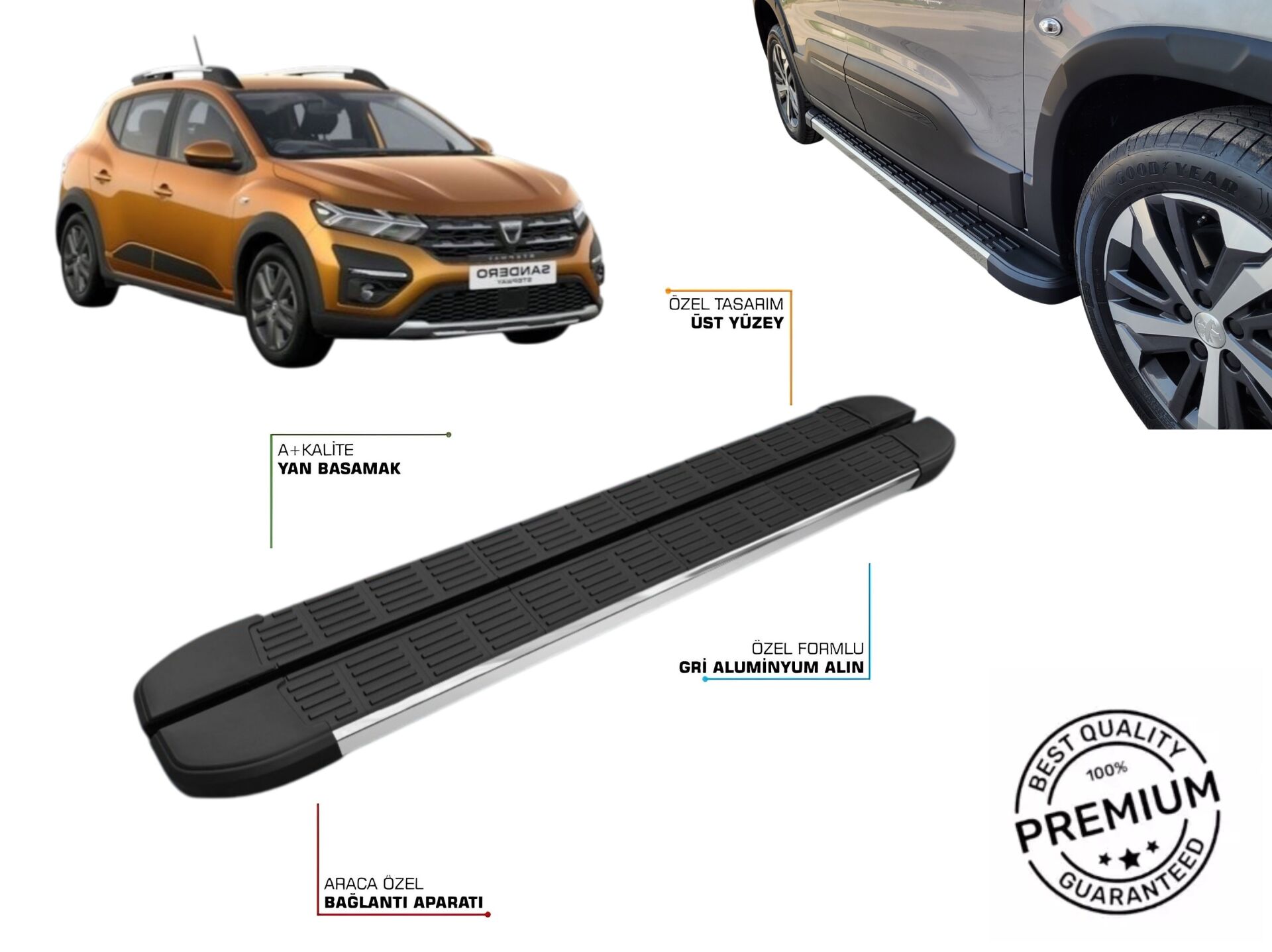 SANDERO 3 STEPWAY ARACA ÖZEL YAN BASAMAK 2021 2022 2023 2024 2025