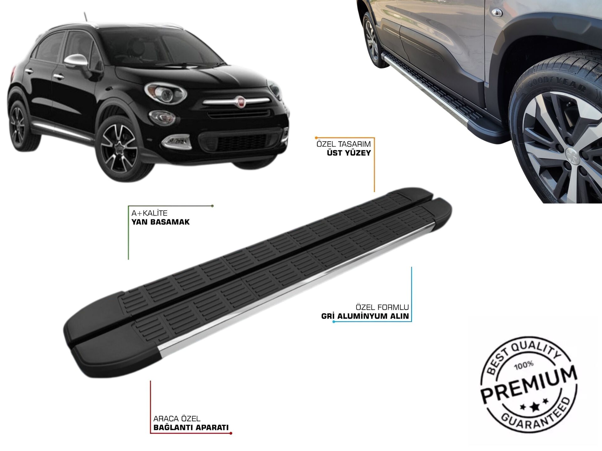 FIAT 500X ARACA ÖZEL YAN BASAMAK 2014 2015 2016 2017 2018 2019 2020 2021 2022 2023 2024
