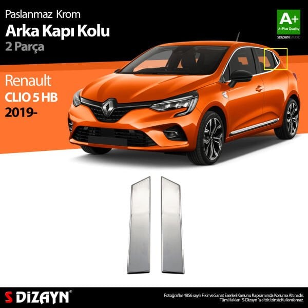 Renault Clio 5 Krom Kapı Kolu Arka 2 Prç. 2019 2020 2021 2022 2023 2024 2025