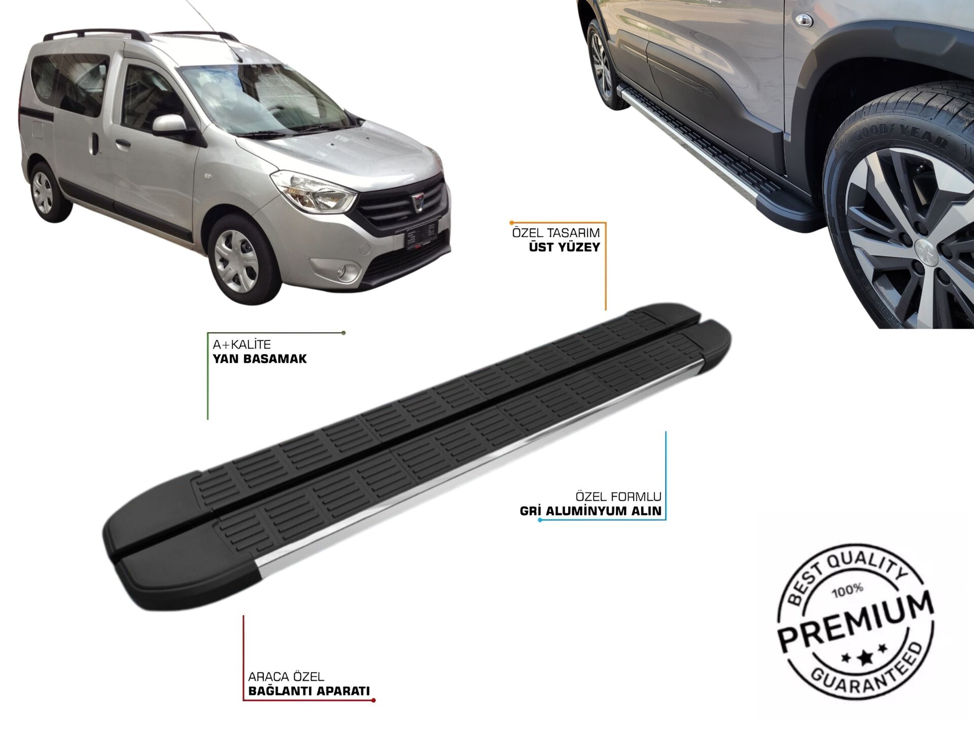 DACIA DOKKER ARACA ÖZEL YAN BASAMAK 2013 2014 2015 2016 2017 2018 2019 2020 2021 2022 2023