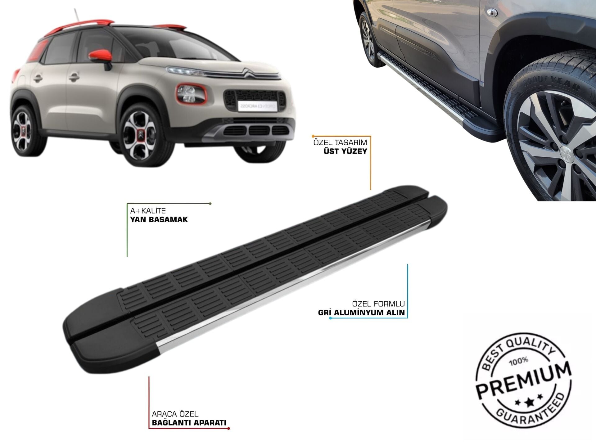 C3 AIRCROSS ARACA ÖZEL YAN BASAMAK S LİNE 2017 2018 2019 2020 2021 2022 2023 2024