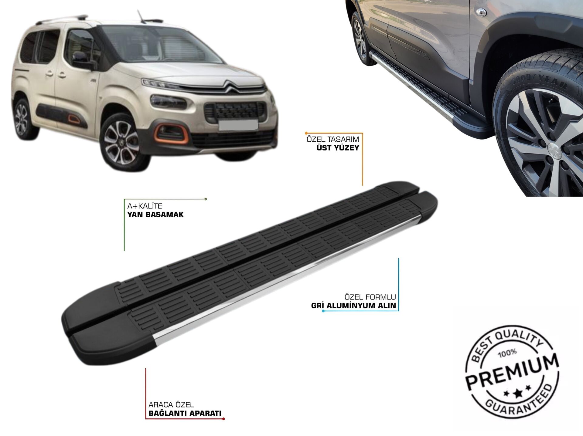 YENİ BERLİNGO KISA ŞASE ARACA ÖZEL YAN BASAMAK 2019 2020 2021 2022 2023 2024