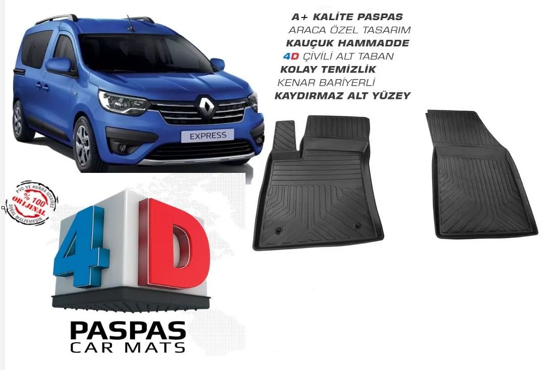 KANGOO EXPRESS ARACA ÖZEL 4D HAVUZLU PASPAS ÖN İKİLİ