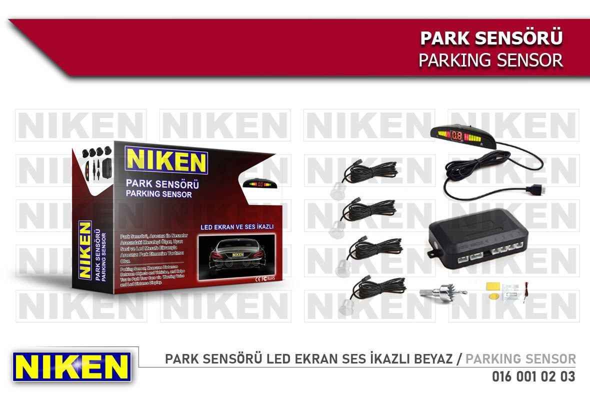 NİKEN PARK SENSÖRÜ LED EKRAN SES İKAZLI BEYAZ