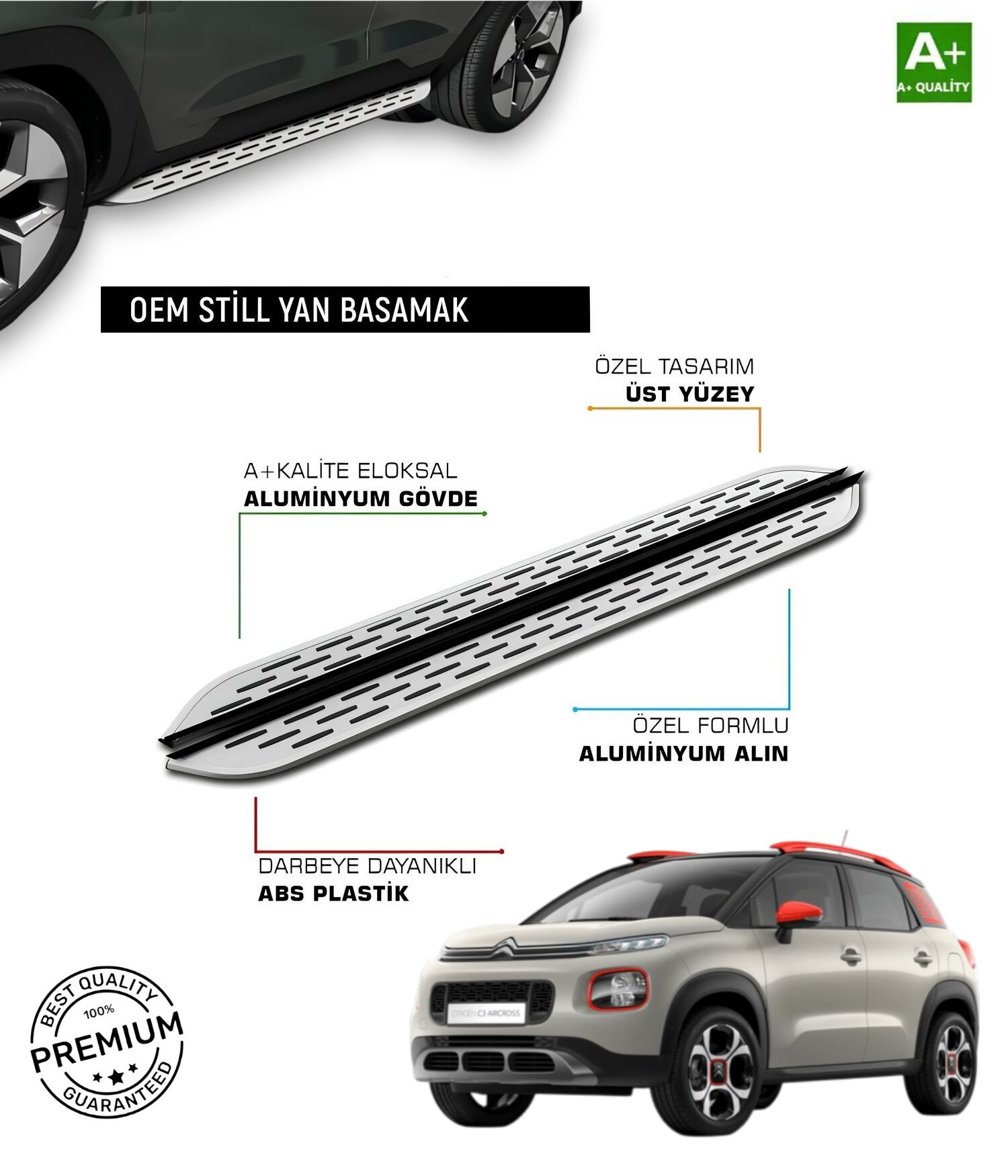 C3 AİRCROSS 2017 2018 2019 2020 2021 2022 2023 2024 2025 ARACA ÖZEL YAN BASAMAK