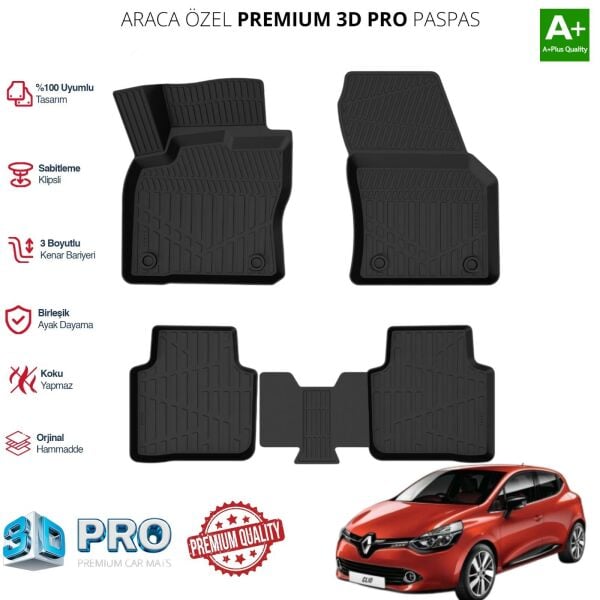 CLİO 4 ARACA ÖZEL 3D PASPAS 2012 2013 2014 2015 2016 2017 2018 2019