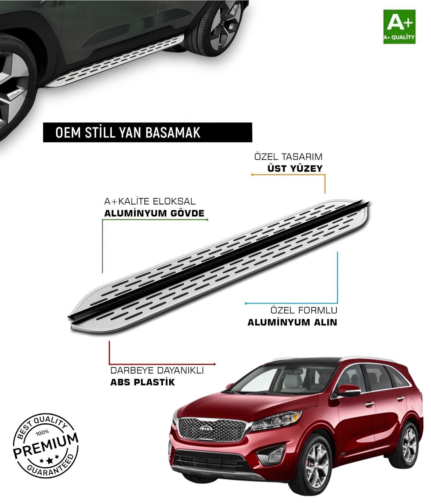 KİA SORENTO 3 2015 2016 2017 2018 2019 2020 2021 2022 ARACA ÖZEL YAN BASAMAK