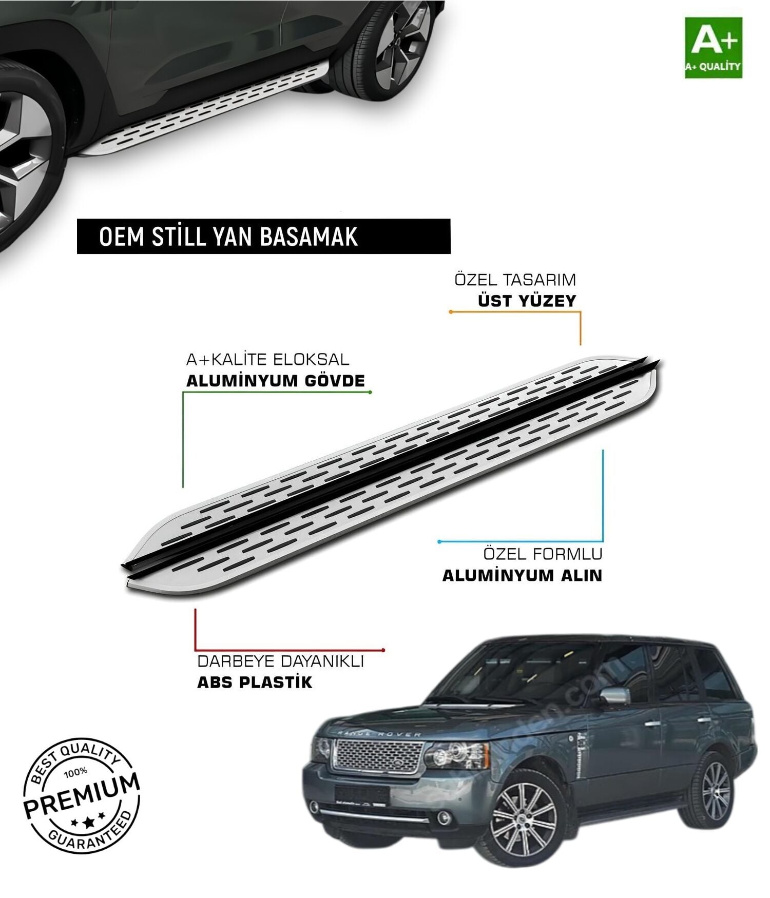 RANGE ROVER VOGUE 2 2002 2003 2004 2005 2006 2007 2008 2009 2010 2011 2012 ARACA ÖZEL YAN BASAMAK