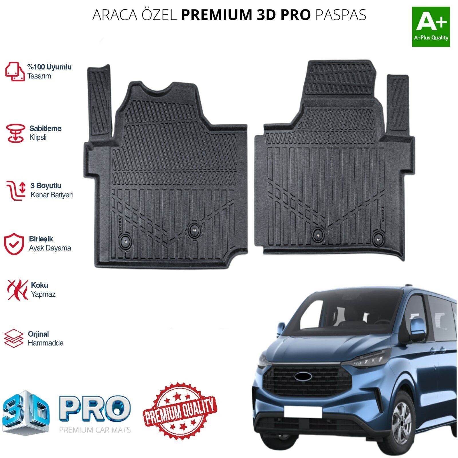 FORD CUSTOM ARACA ÖZEL 3D PASPAS 2024 2025 2026