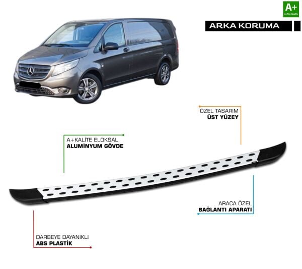 Mercedes Vito W447 TrimLine Gri Arka Koruma 2014 2015 2016 2017 2018 2019 2020 2021 2022 2023 2024 2025 2026