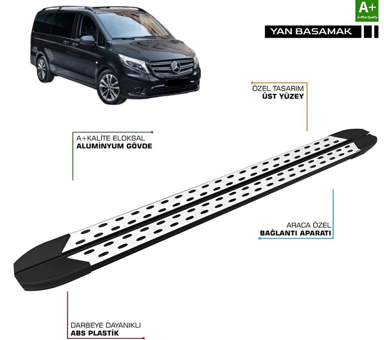 Mercedes Vito W447 KISA ŞASE TrimLine Gri Yan Basamak 2014 2015 2016 2017 2018 2019 2020 2021 2022 2023 2024 2025 2026
