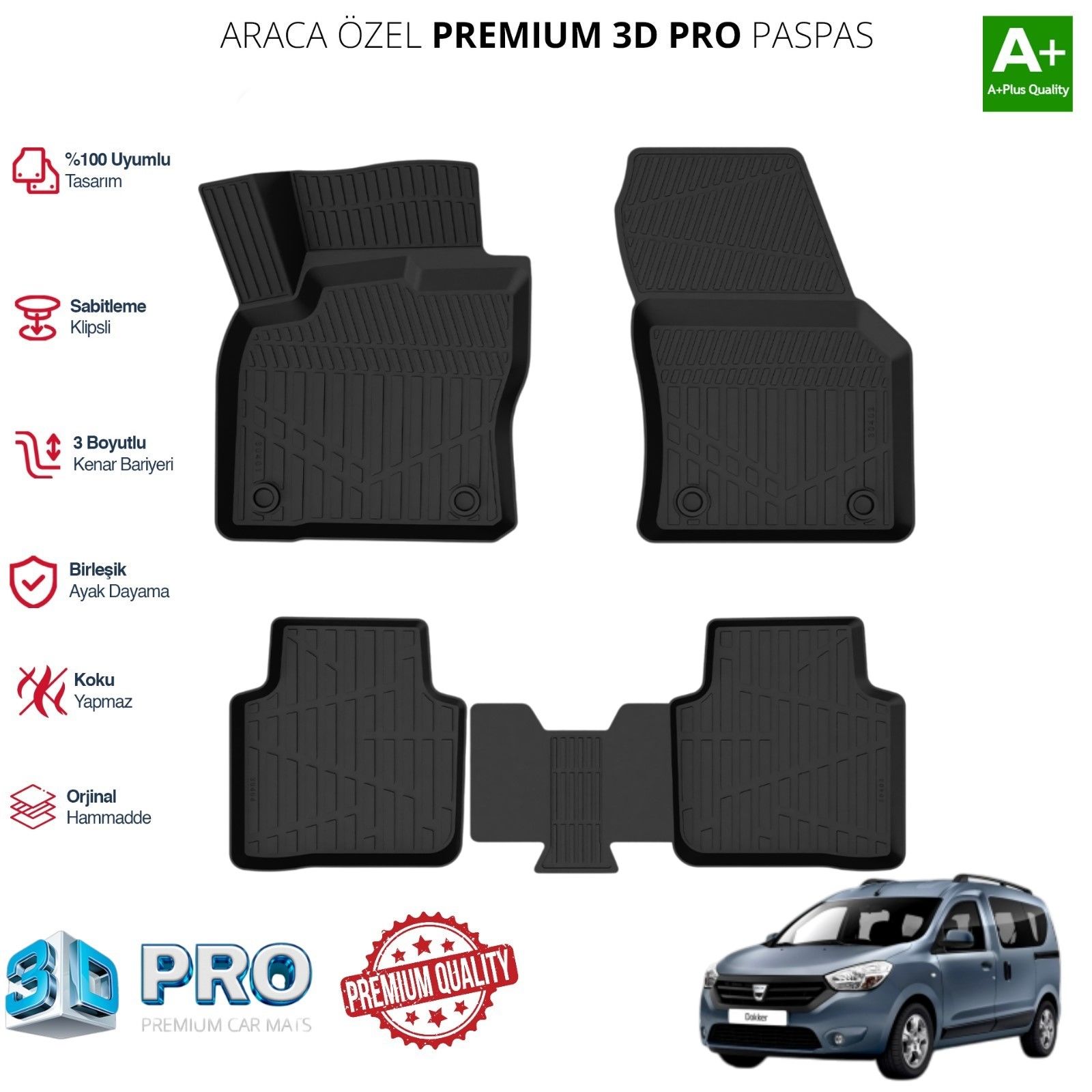 DOKKER ARACA ÖZEL 3D PASPAS 2012 2013 2014 2015 2016 2017 2018 2019 2020 2021 2022 2023