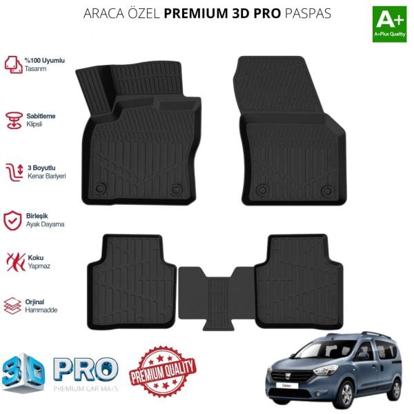 DOKKER ARACA ÖZEL 3D PASPAS 2012 2013 2014 2015 2016 2017 2018 2019 2020 2021 2022 2023