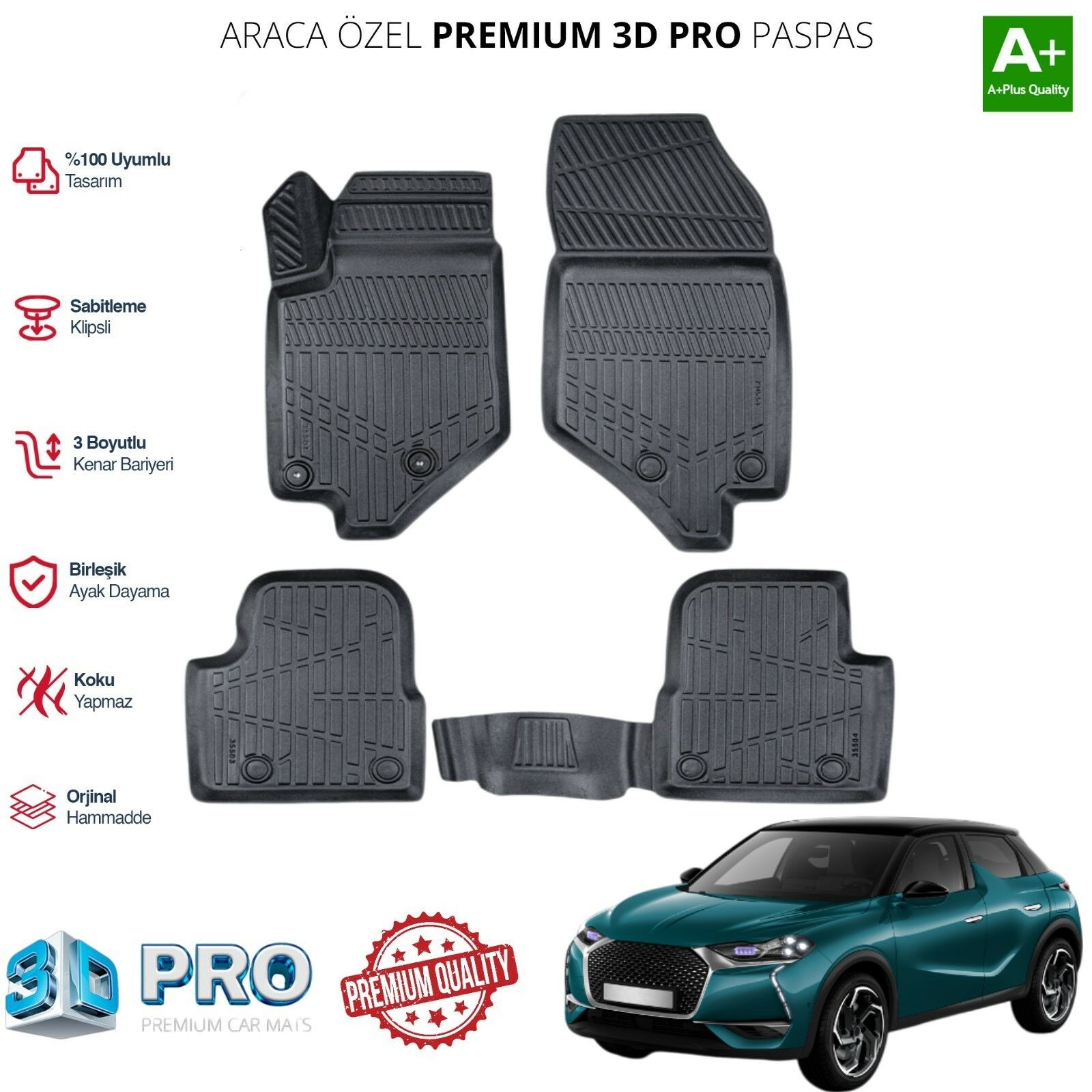 DS3 ARACA ÖZEL 3D PASPAS 2018 2019 2020 2021 2022 2023