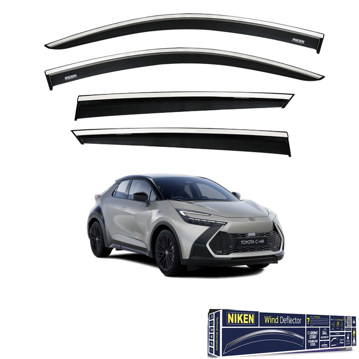 NİKEN TOYOTA CHR 2024 2025 2026 2027 KROMLU CAM RÜZGARLIĞI 4LÜ