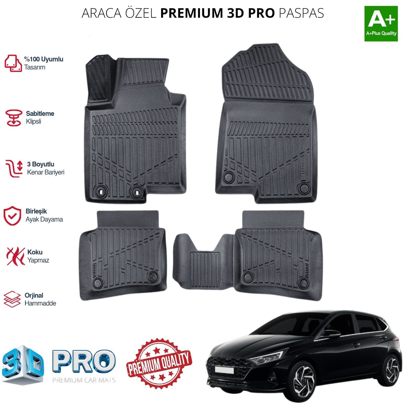 HYUNDAİ İ20 ARACA ÖZEL 3D PASPAS 2020 2021 2022 2023 2024