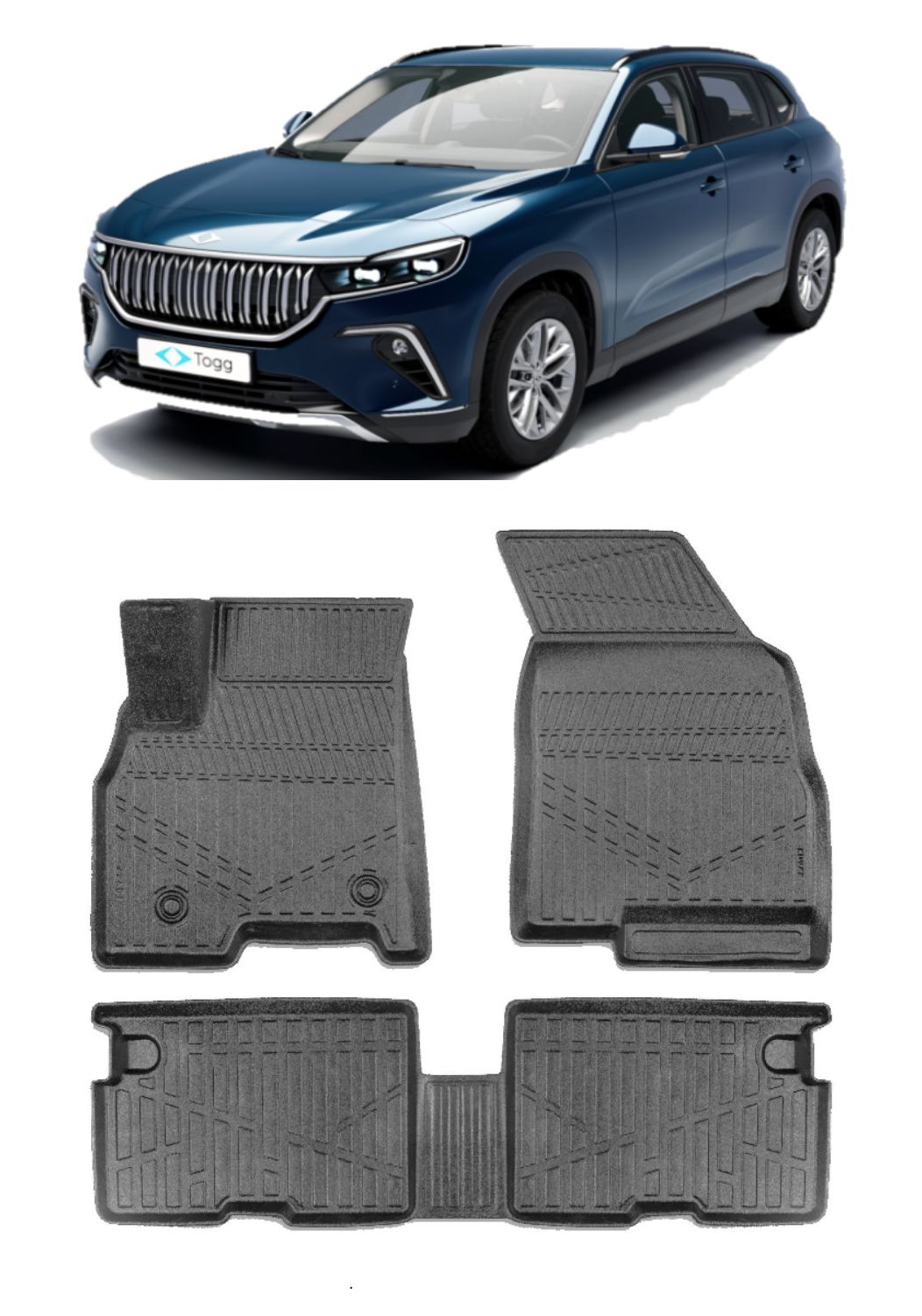 TOGG T10X ARACA ÖZEL 3D HAVUZLU KAUCUK PASPAS 2022 2023 2024 2025