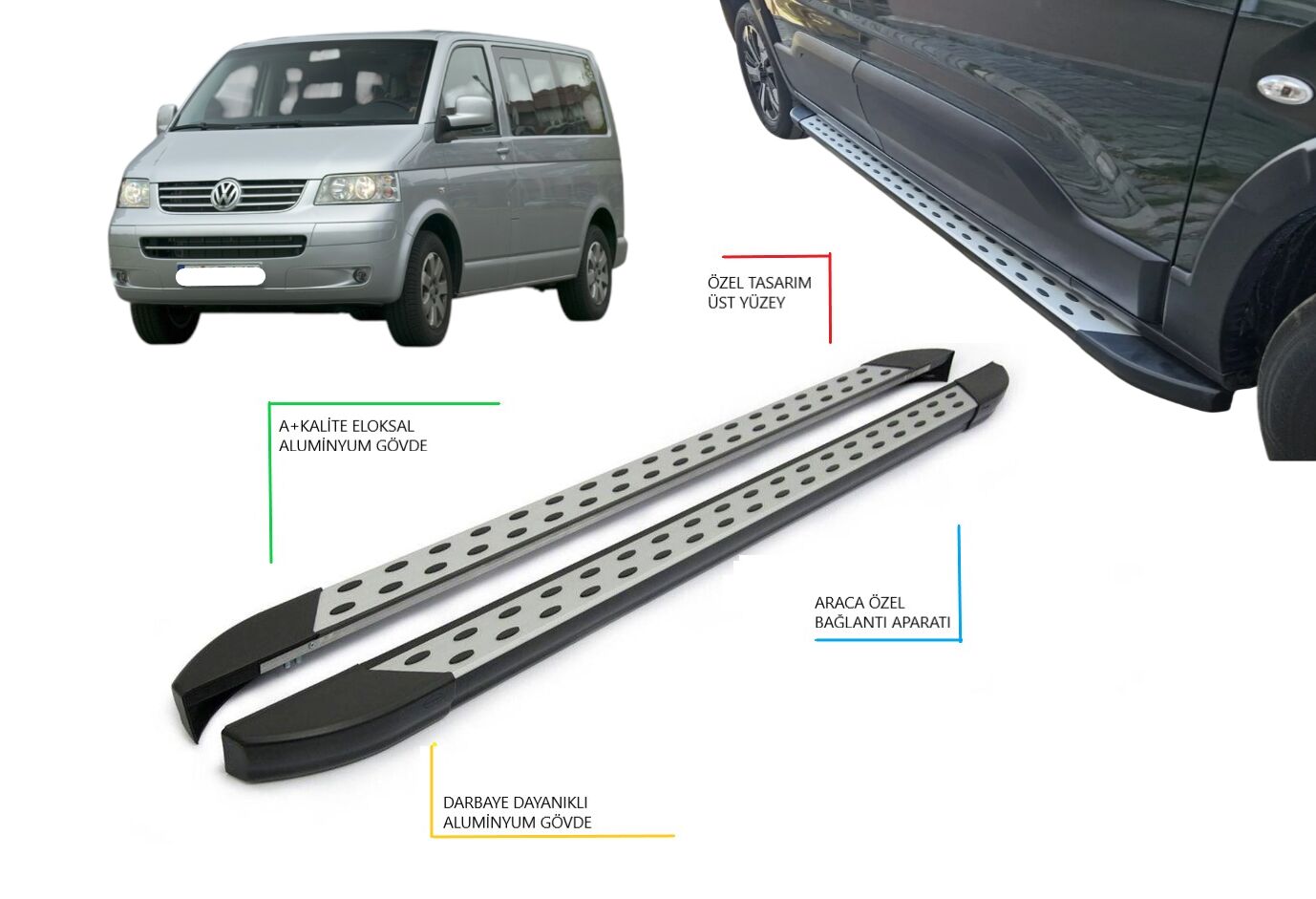 T5 CARAVELLA KISA ŞASE NOKTALI YAN BASAMAK 2004-2015