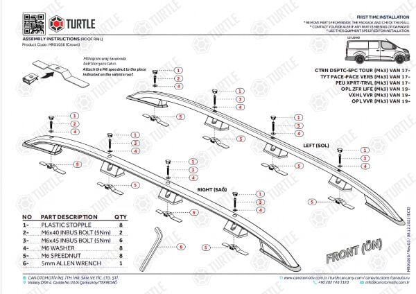 SCUDO VAN KISA ŞASE TAVAN ÇITASI GRİ 2022 2023 2024 2025 2026 2027 GRİ