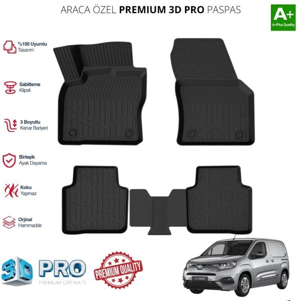 PROACE CİTY ARACA ÖZEL 3D PASPAS 2019 2020 2021 2022 2023 2024 2025