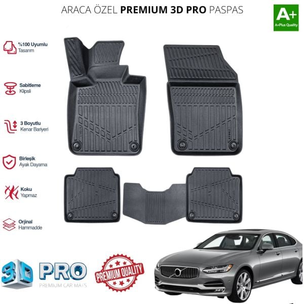 VOLVO S90 ARACA ÖZEL 3D PASPAS 2020 2021 2022 2023 2024 2025