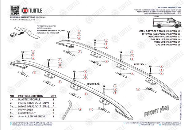 ULYSSE KISA ŞASE TAVAN ÇITASI GRİ 2022 2023 2024 2025 2026 2027