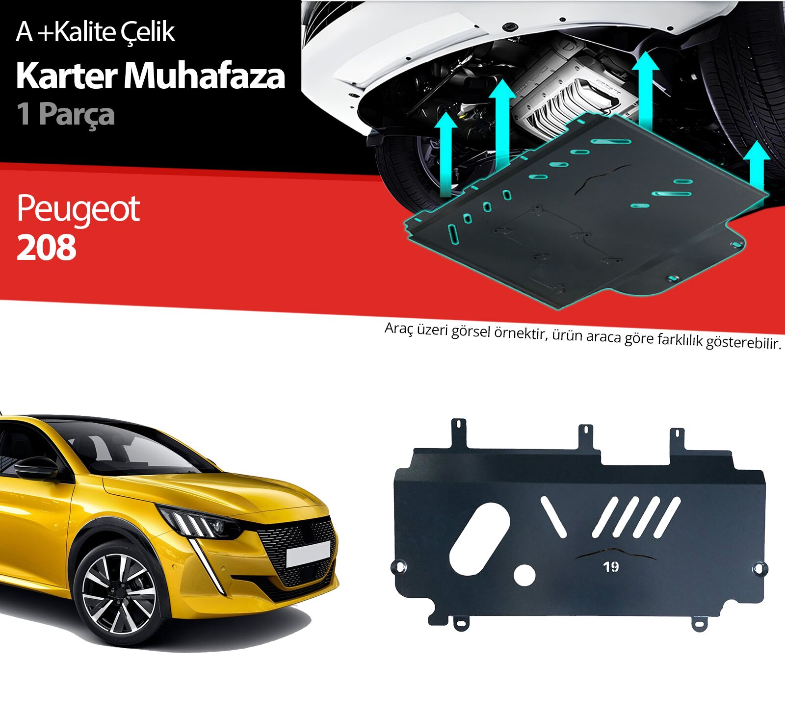 Peugeot 208 Çelik Karter Muhafaza Koruma 2019 2020 2021 2022 2023 2024