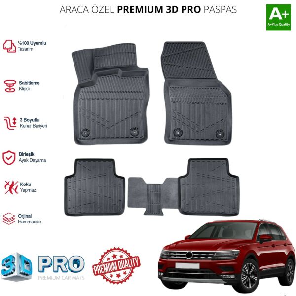 TİGUAN ARACA ÖZEL 3D PASPAS 2016 2017 2018 2019 2020 2021 2022 2023