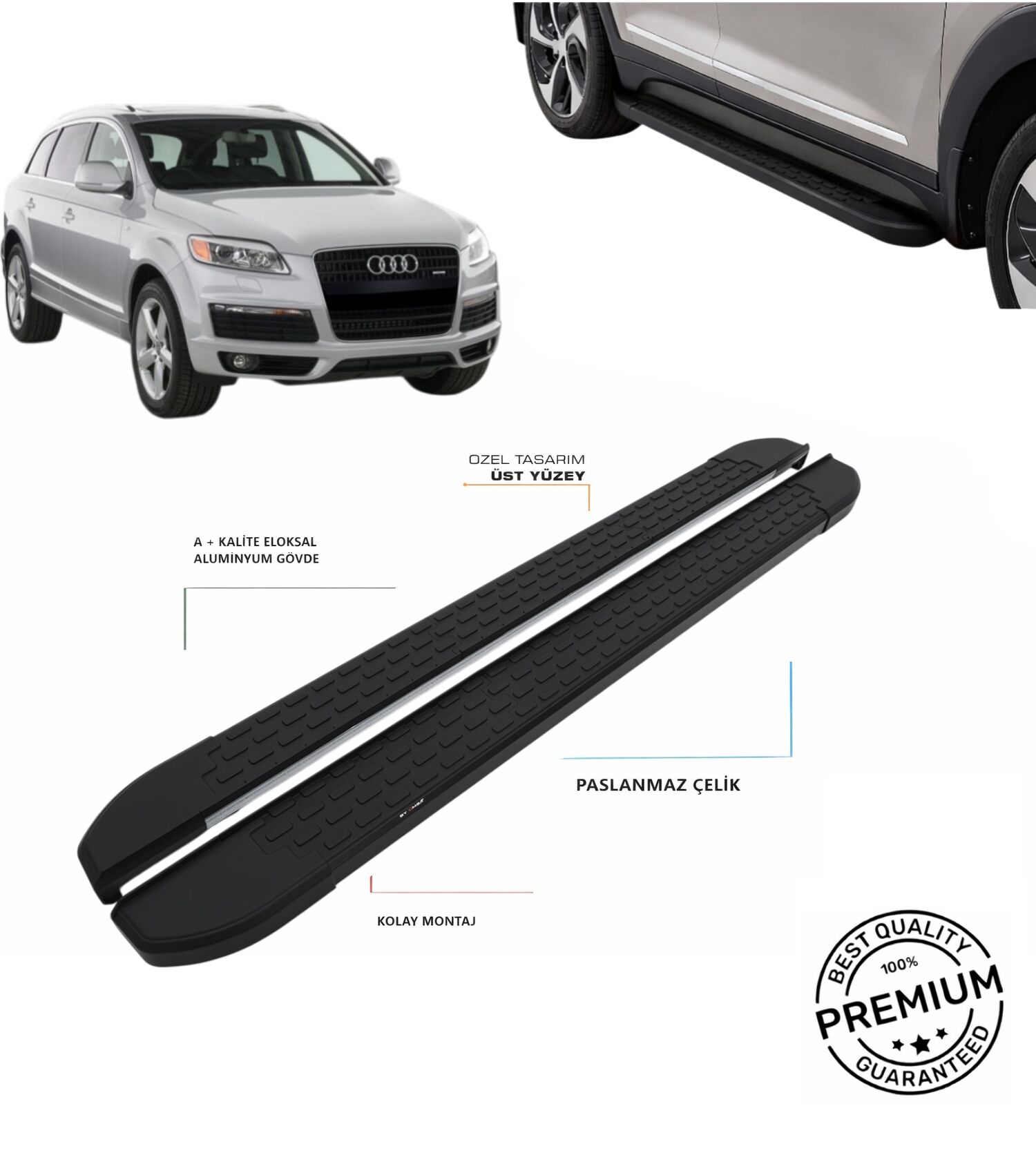 Q7 2006 2007 2008 2009 2010 2011 2012 2013 2014 2015 2016 ARACA ÖZEL NEVADA SİYAH YAN BASAMAK