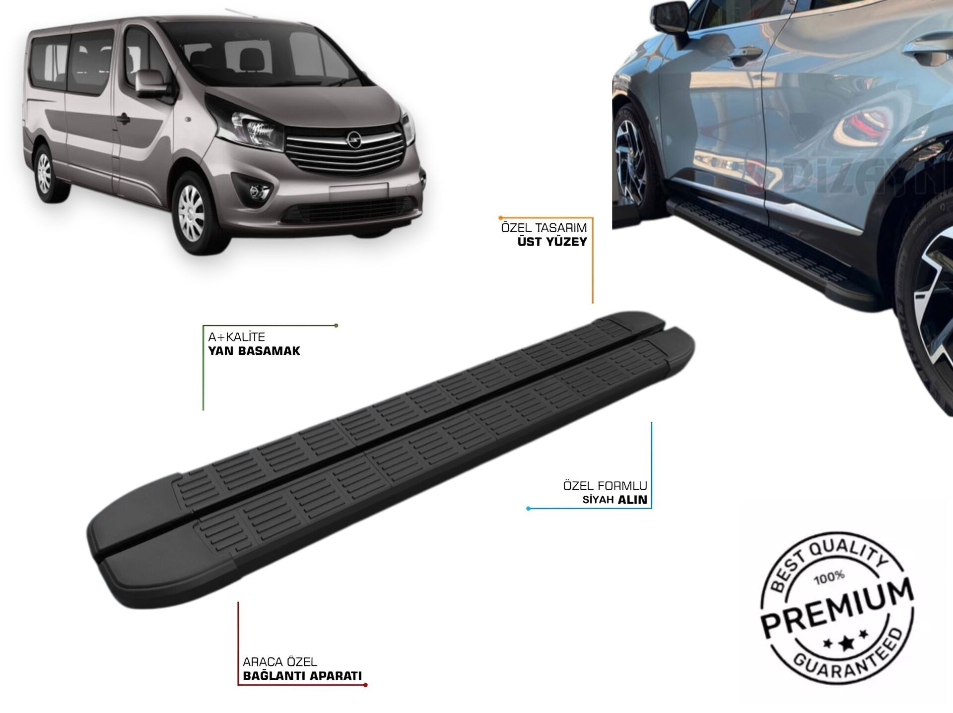 VIVARO 2017 2018 2019 2020 2021 2022 2023 2024 ARACA ÖZEL NEVADA SİYAH YAN BASAMAK