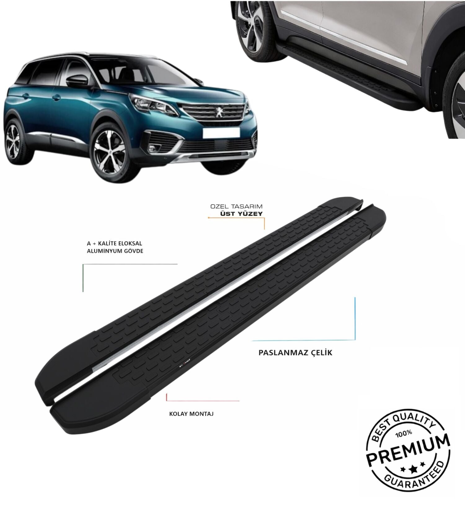 5008 2016 2017 2018 2019 2020 2021 2022 2023 ARACA ÖZEL NEVADA SİYAH YAN BASAMAK