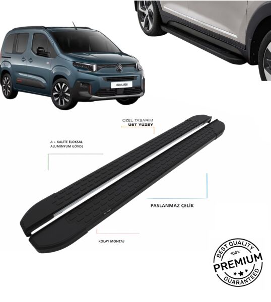 BERLİNGO KISA ŞASE 2019 2020 2021 2022 2023 2024 ARACA ÖZEL NEVADA SİYAH  YAN BASAMAK