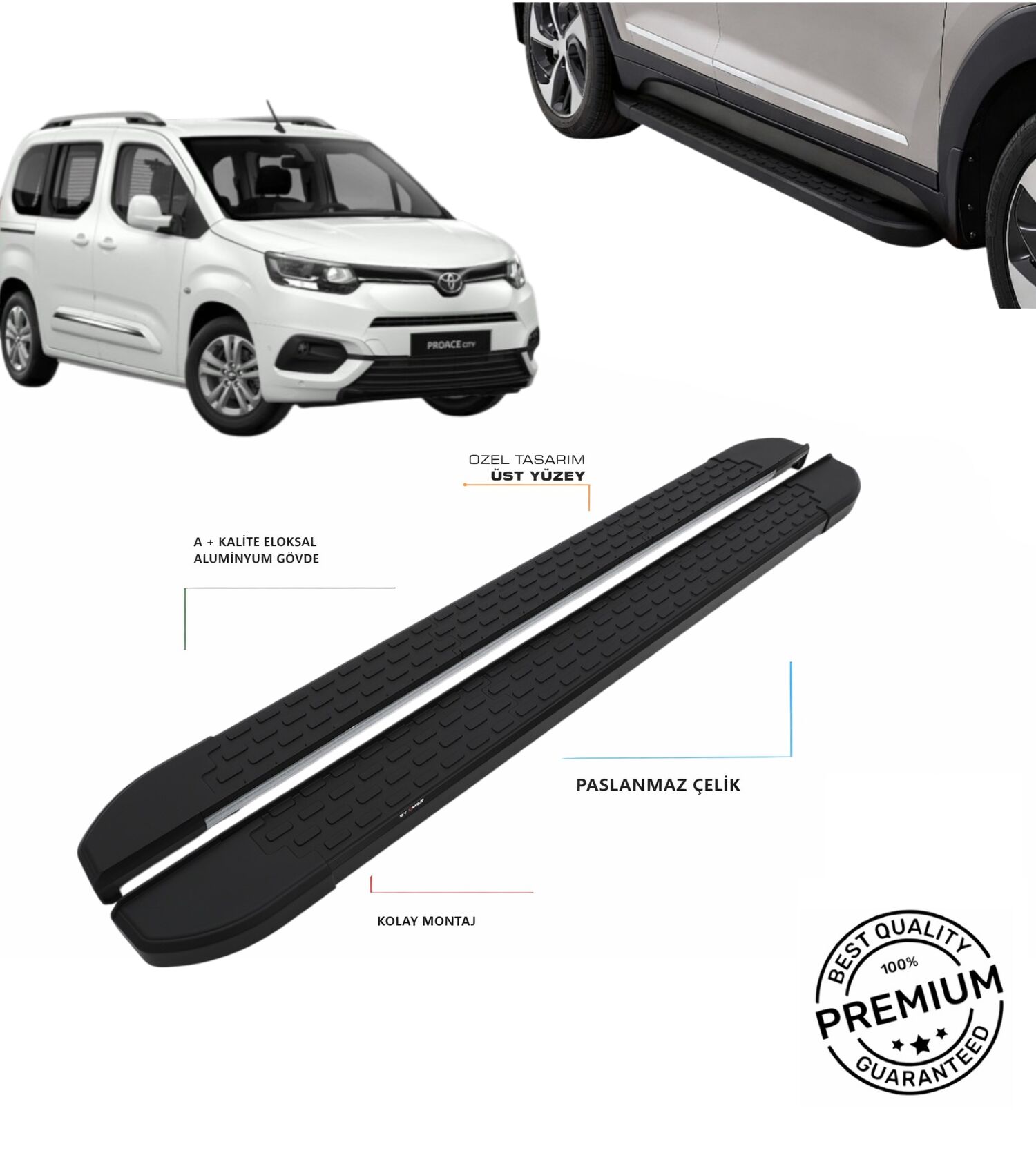 PROACE CİTY ''KISA ŞASE'' 2019 2020 2021 2022 2023 2024 2025 ARACA ÖZEL NEVADA SİYAH YAN BASAMAK