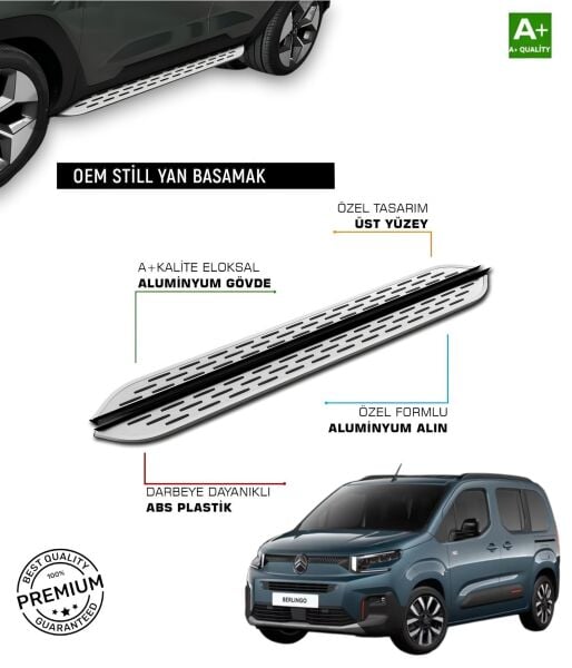 CİTROEN BERLİNGO ** KISA SAŞE ** 2019 2020 2021 2022 2023 2024 2025 2026 ARACA ÖZEL YAN BASAMAK