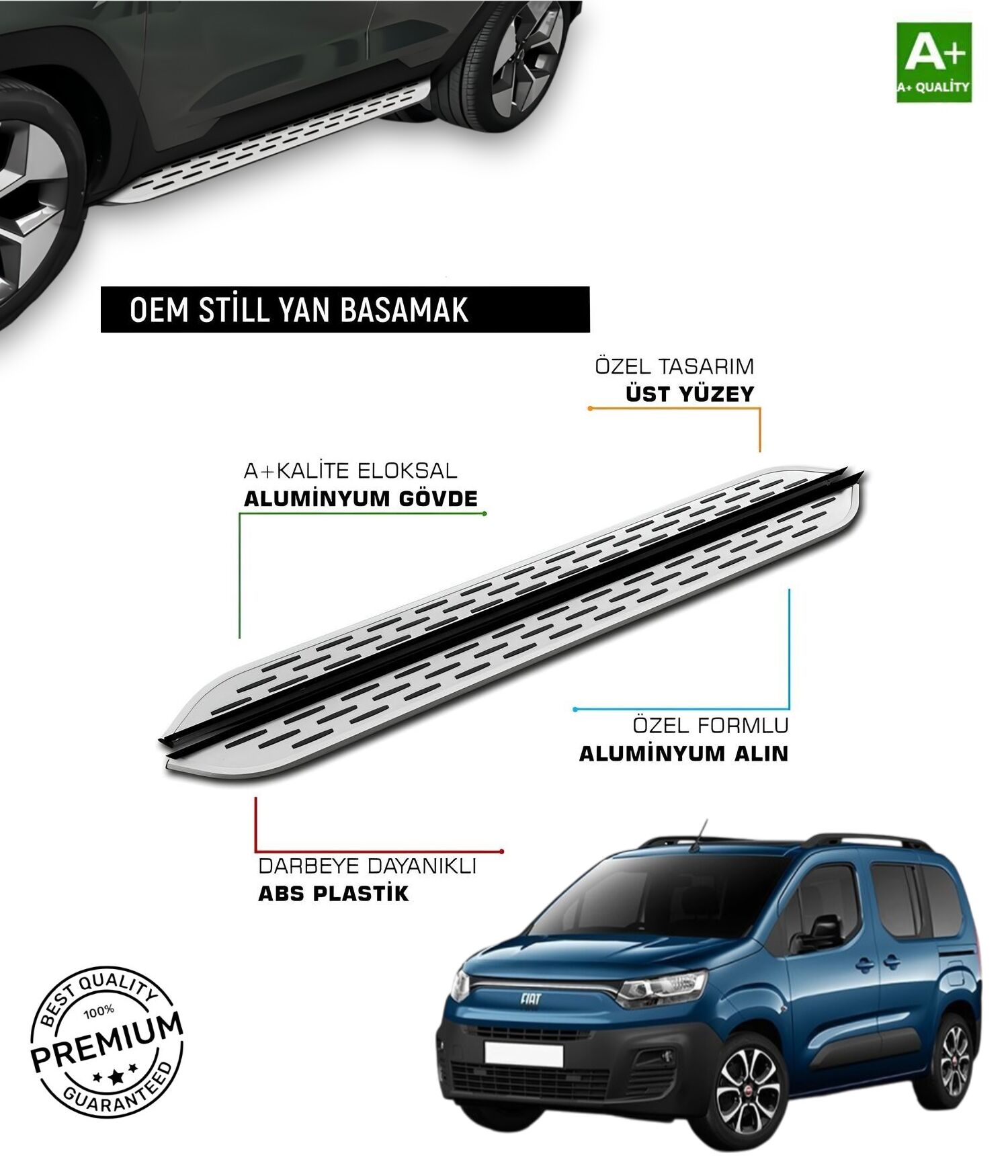 FİAT DOBLO ** KISA SAŞE ** 2022 2023 2024 2025 2026 ARACA ÖZEL YAN BASAMAK