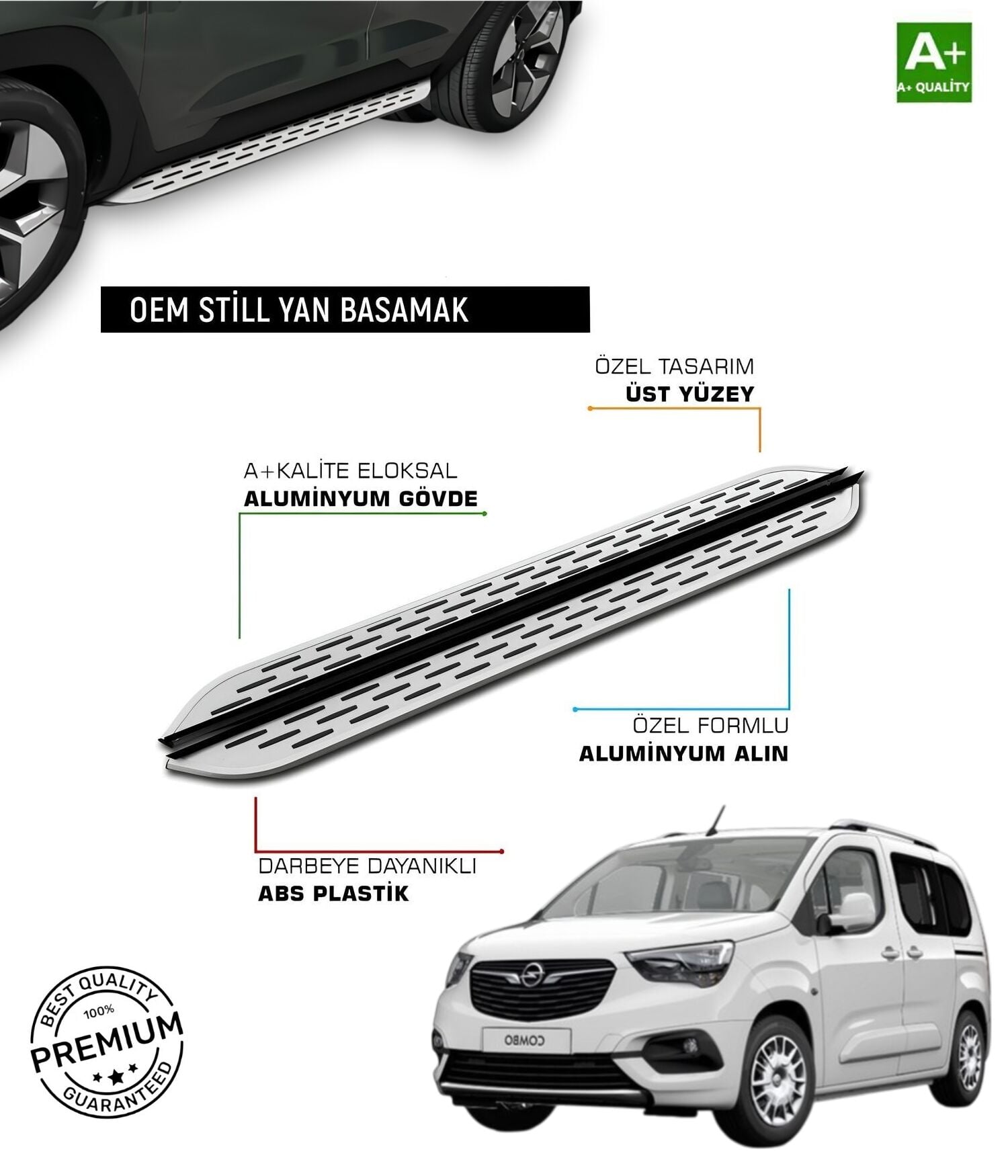 OPEL COMBO E ** KISA SAŞE ** 2019 2020 2021 2022 2023 2024 2025 2026 ARACA ÖZEL YAN BASAMAK