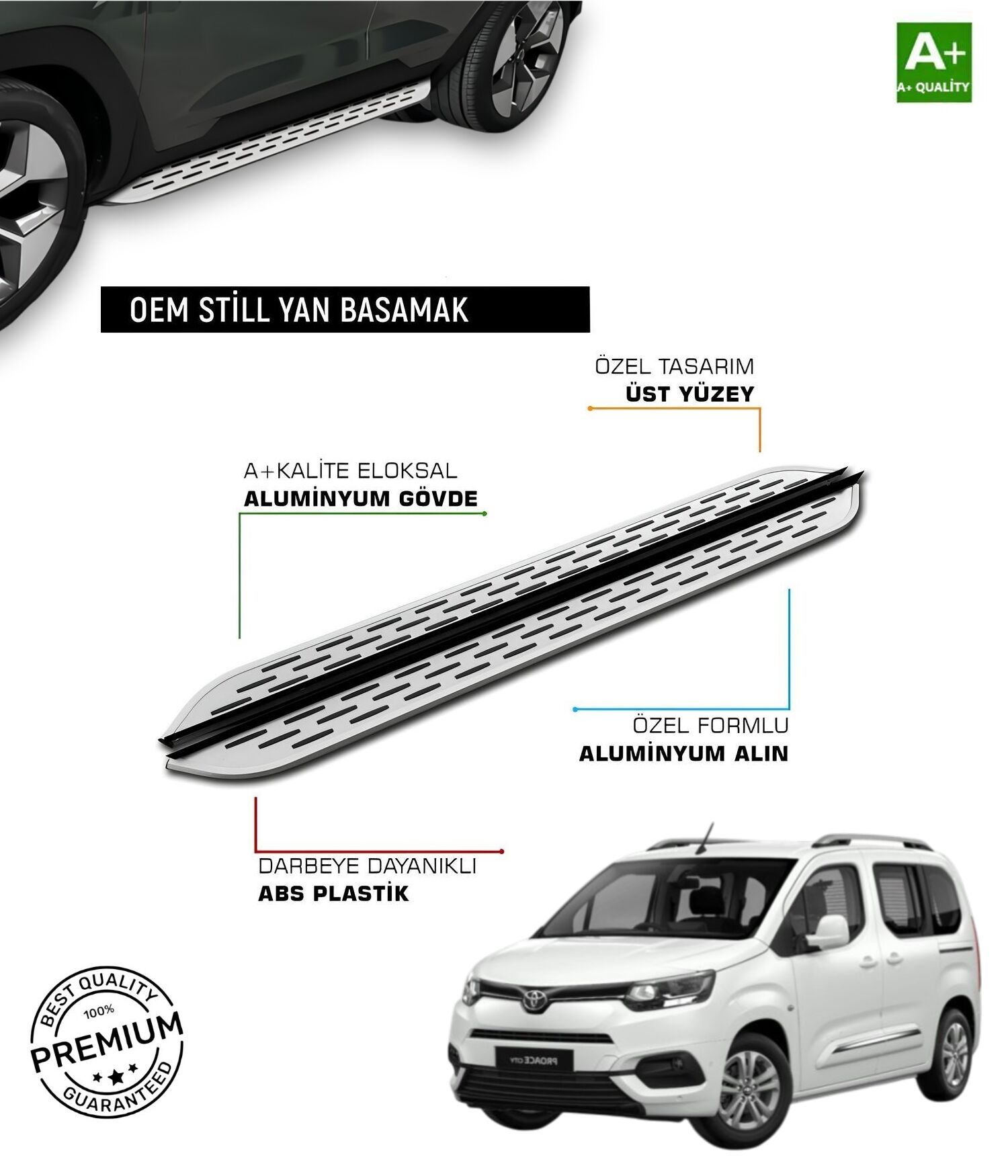 TOYOTA PROACE CİTY ** KISA SAŞE ** 2019 2020 2021 2022 2023 2024 2025 2026 ARACA ÖZEL YAN BASAMAK