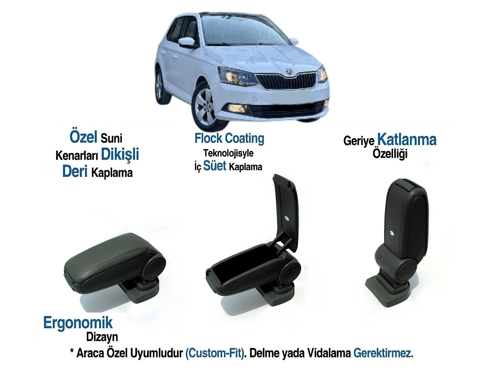 SKODA FABIA MK3 ARACA ÖZEL KOL DAYAMA KOLÇAK VİDASIZ 2015 2016 2017