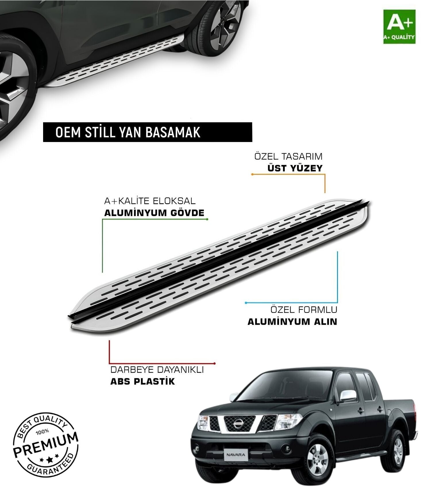 NİSSAN NAVARA 2006 2007 2008 2009 2010 2011 2012 2013 2014 2015 Araca Özel Yan Basamak