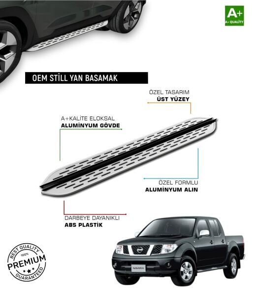 NİSSAN NAVARA 2006 2007 2008 2009 2010 2011 2012 2013 2014 2015 Araca Özel Yan Basamak