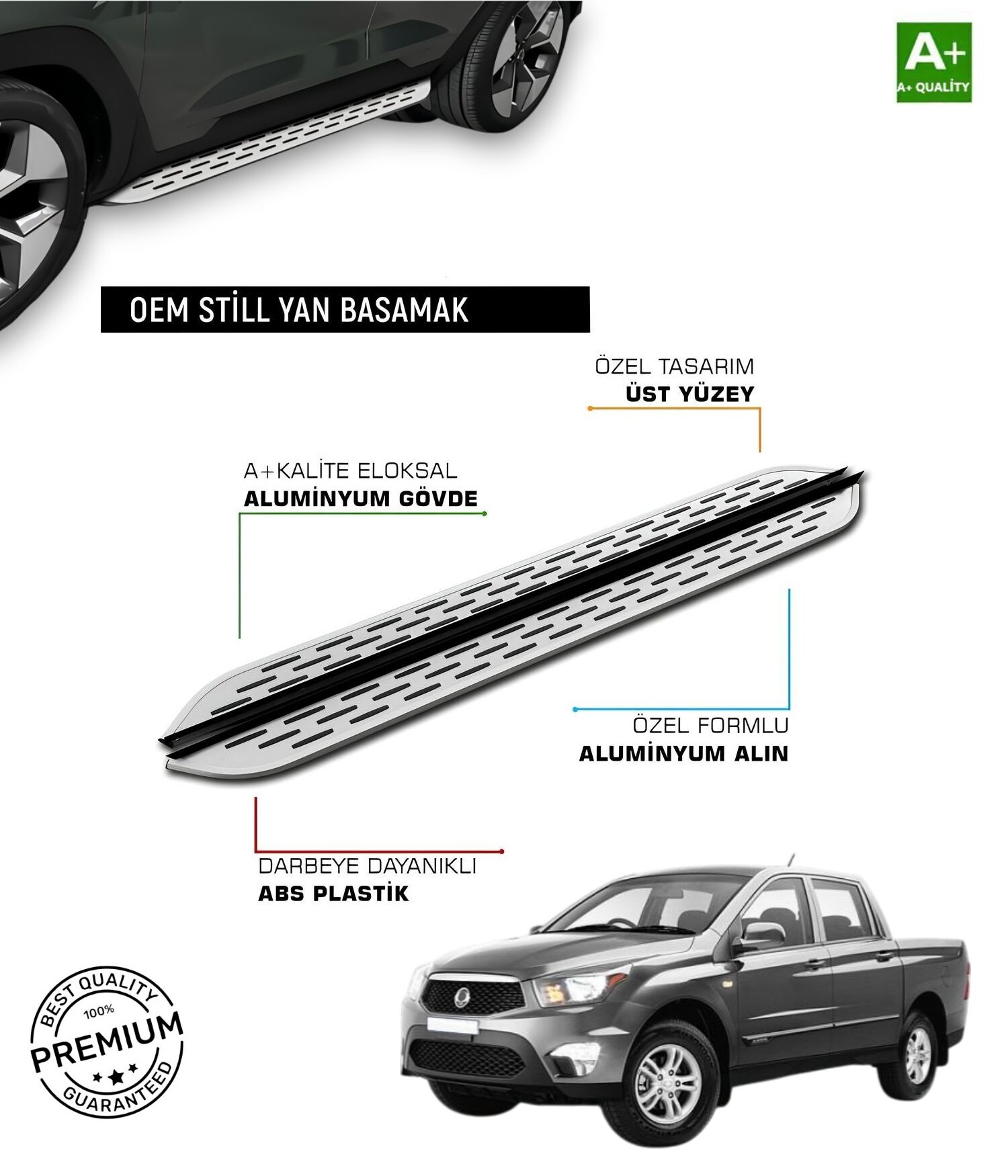 SSANGYONG KORANDO SPORTS 2011 2012 2013 2014 2015 2016 2017 2018 Araca Özel Yan Basamak