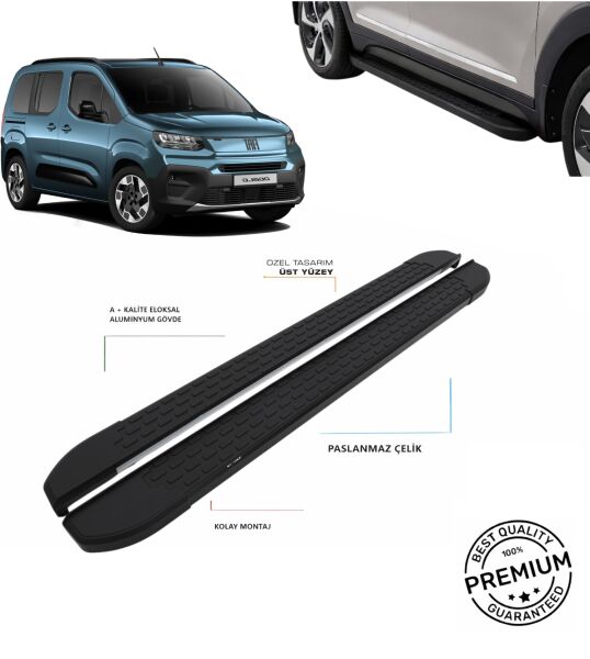 DOBLO ''UZUN ŞASE'' 2024 2025 2026 ARACA ÖZEL NEVADA SİYAH YAN BASAMAK