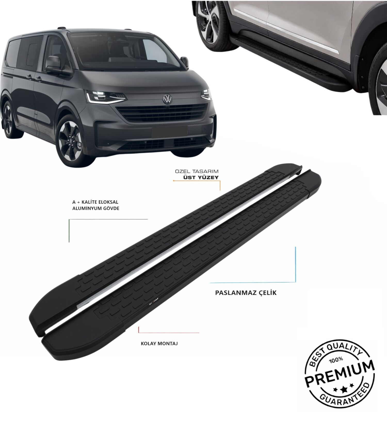 T7 TRANSPORTER KISA ŞASE 2024 2025 2026 ARACA ÖZEL NEVADA SİYAH YAN BASAMAK