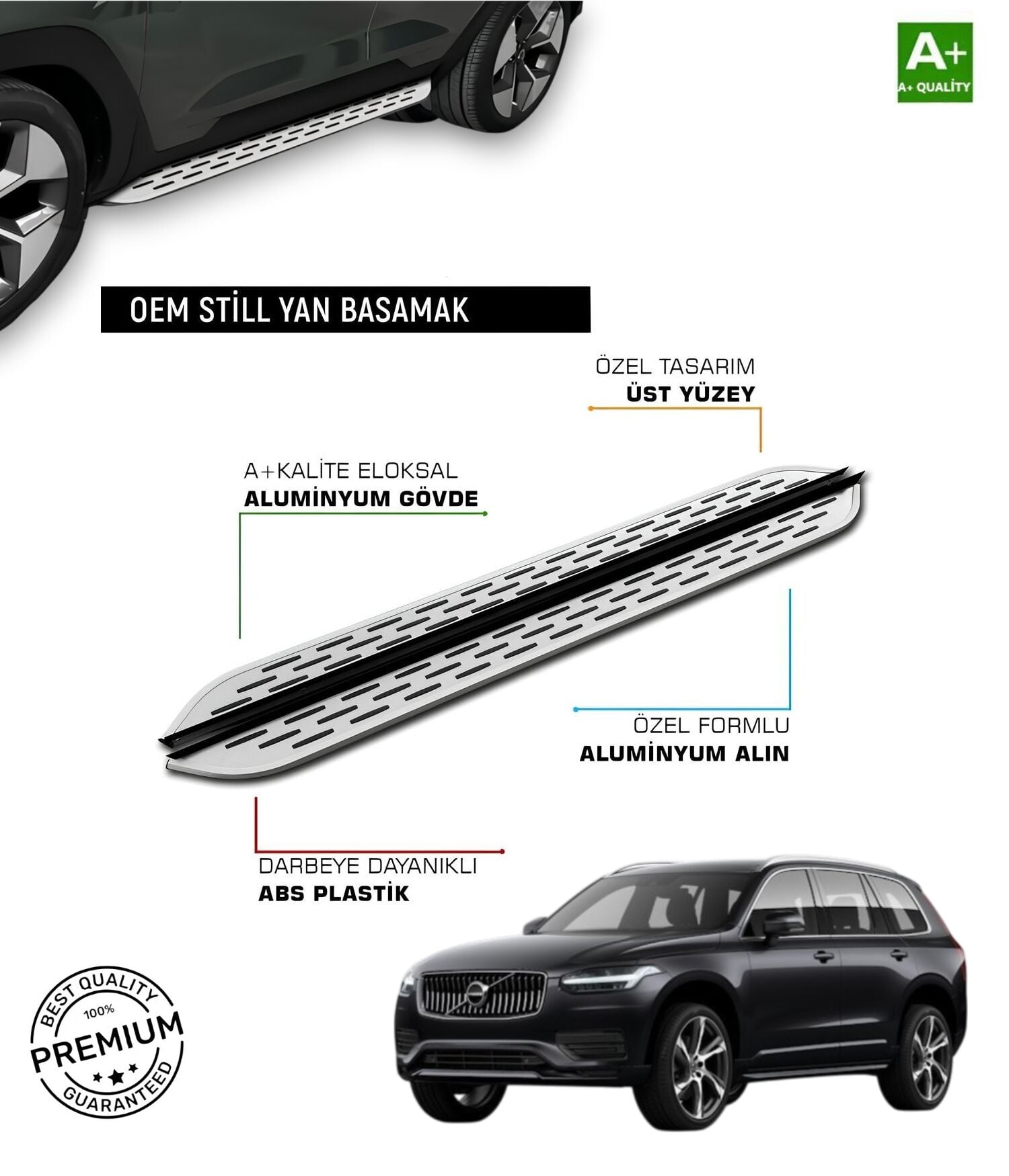 VOLVO XC 90 (HİBRİT) 2024 2025 2026 Araca Özel Yan Basamak