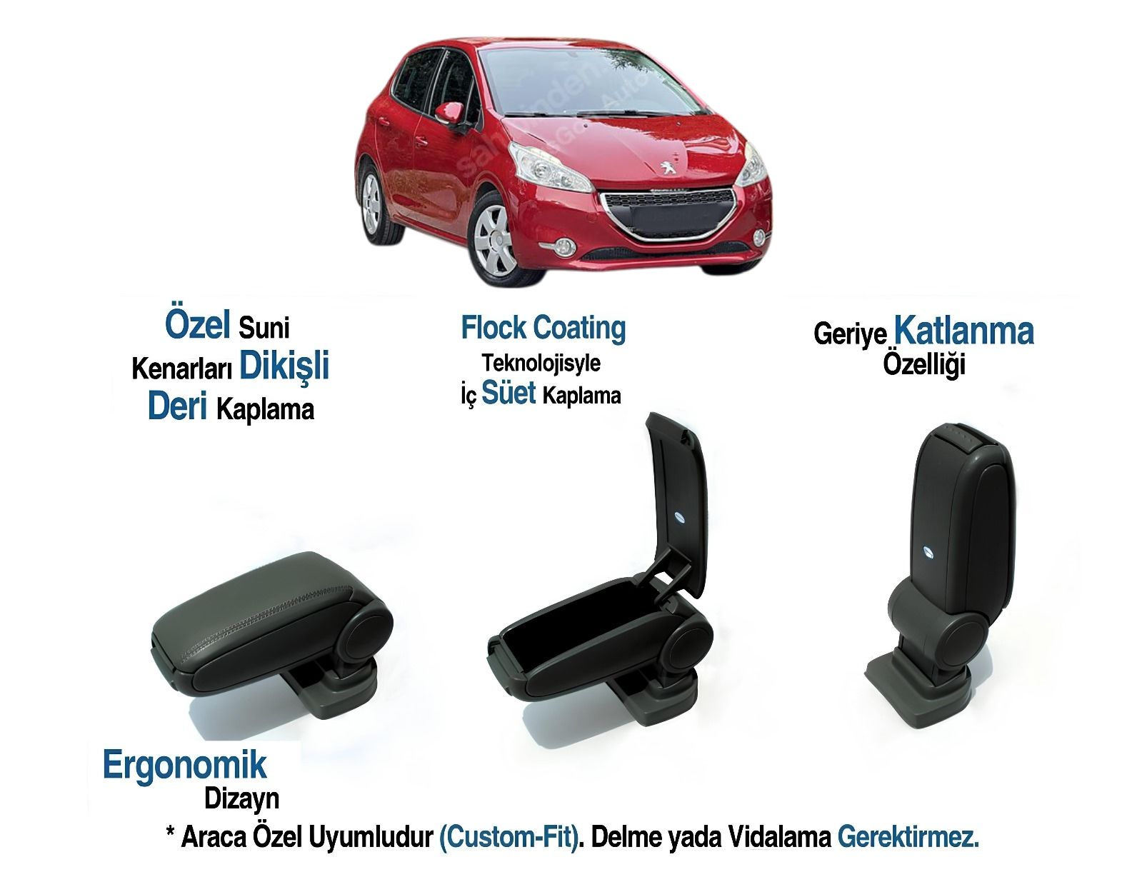 PEUVOAT 208 ARACA ÖZEL KOL DAYAMA KOLÇAK VİDASIZ 2012 2013 2014 2015 2016 2017 2018 2019