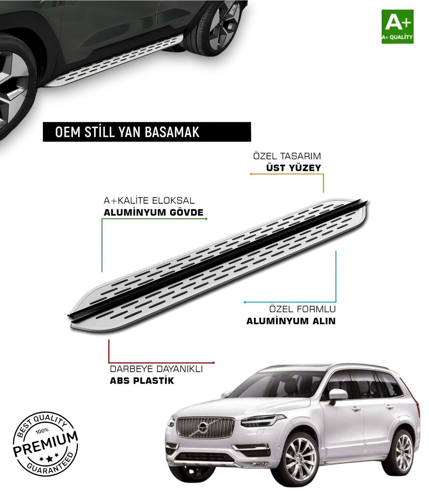 VOLVO XC 90 2015 2016 2017 2018 2019 2020 2021 2022 2023 2024 Araca Özel Yan Basamak