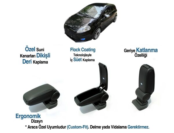 FİAT GRANDE PUNTO ARACA ÖZEL KOL DAYAMA VİDASIZ KOLÇAK 2006 2007 2008 2009 2010 2011