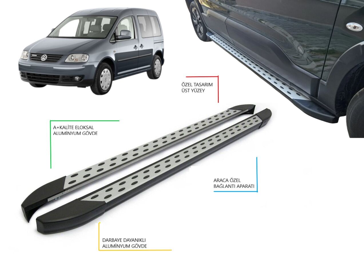VOLKSWAGEN CADDY UZUN ŞASE NOKTALI YAN BASAMAK 2004 2005 2006 2007 2008 2009 2010 2011 2012 2013 2014 2015 2016 2017 2018 2019 2020