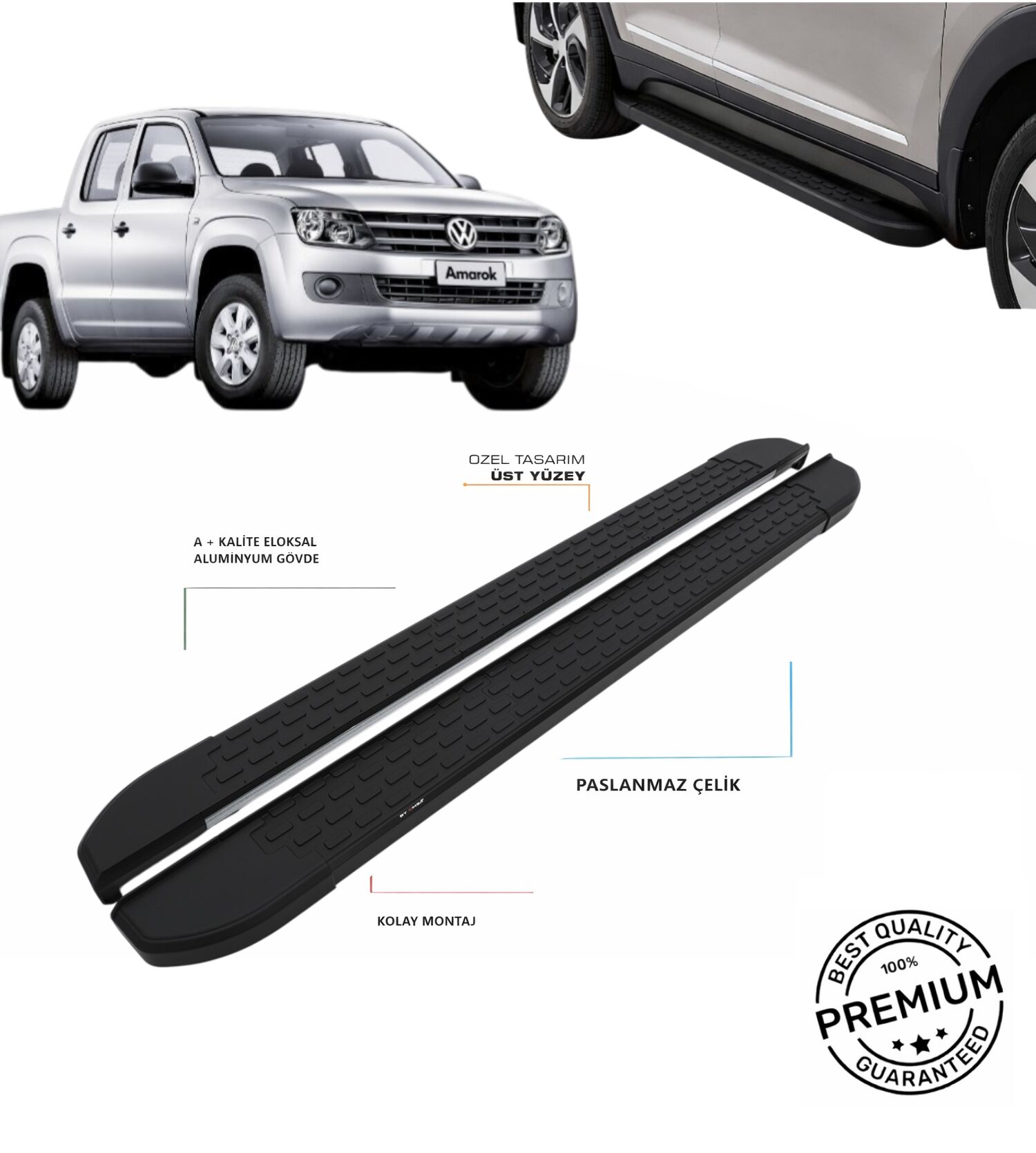 AMAROK 2010 2011 2012 2013 2014 2015 2016 2017 2018 2019 2020 ARACA ÖZEL NEVADA SİYAH YAN BASAMAK